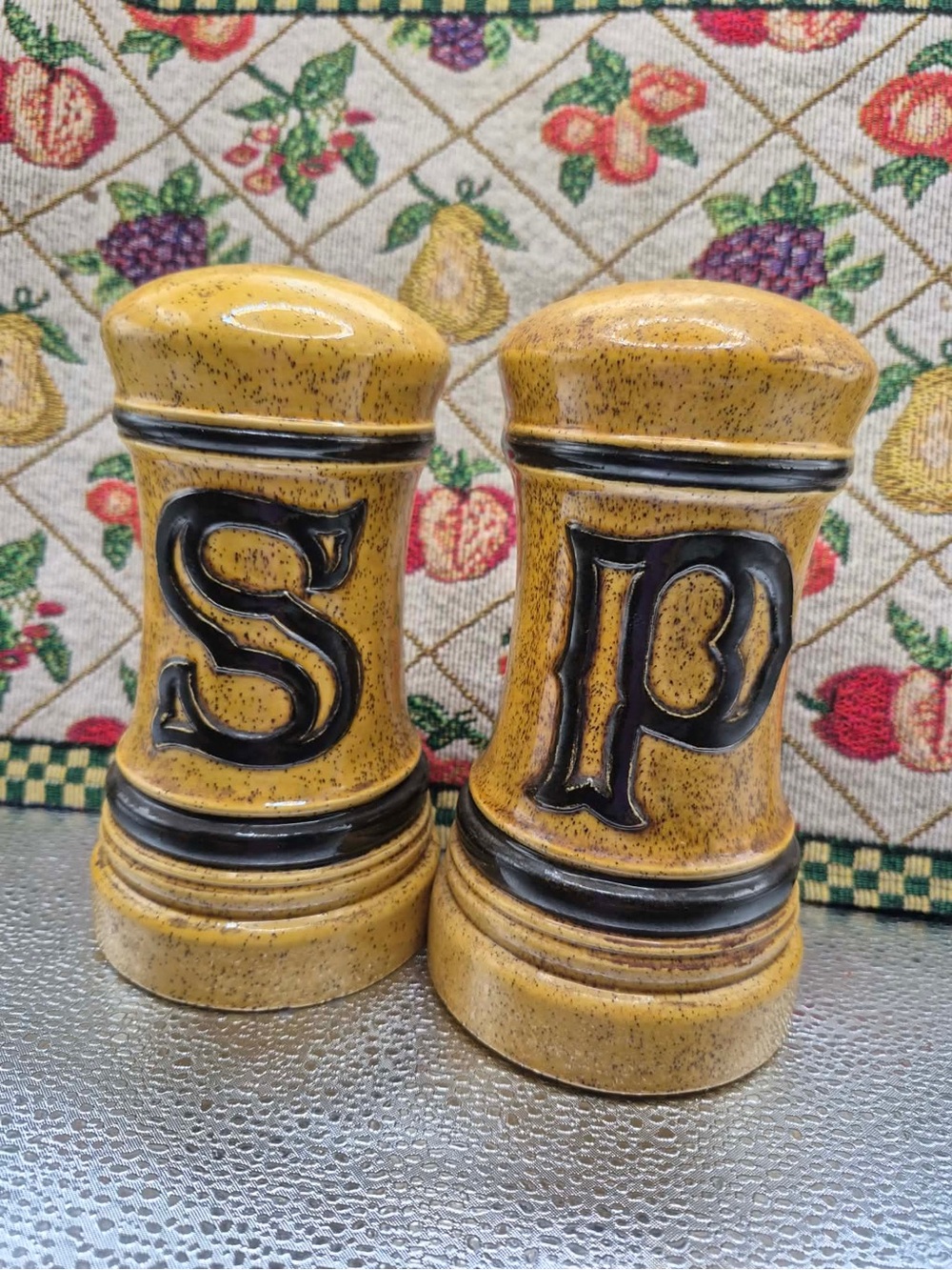 Large Vintage Stoneware Salt and Pepper Shakers MCM Retro Cottagecore Decor RARE